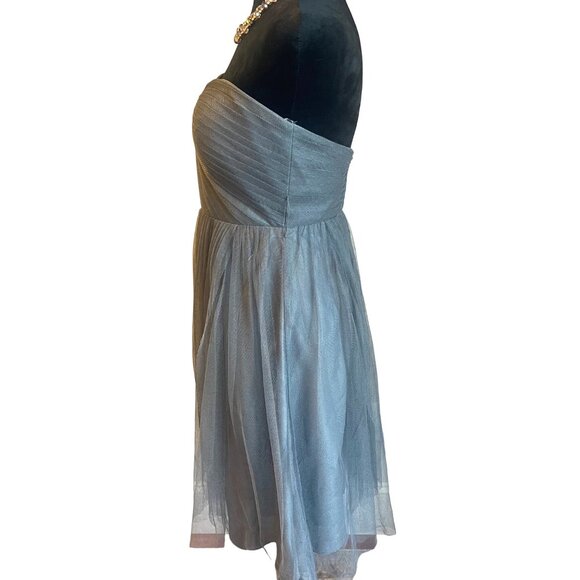 Jenny Yoo Fairycore Balletcore Whimsygoth Tulle Gray Strapless Mini Dress Size 4 - Picture 5 of 7